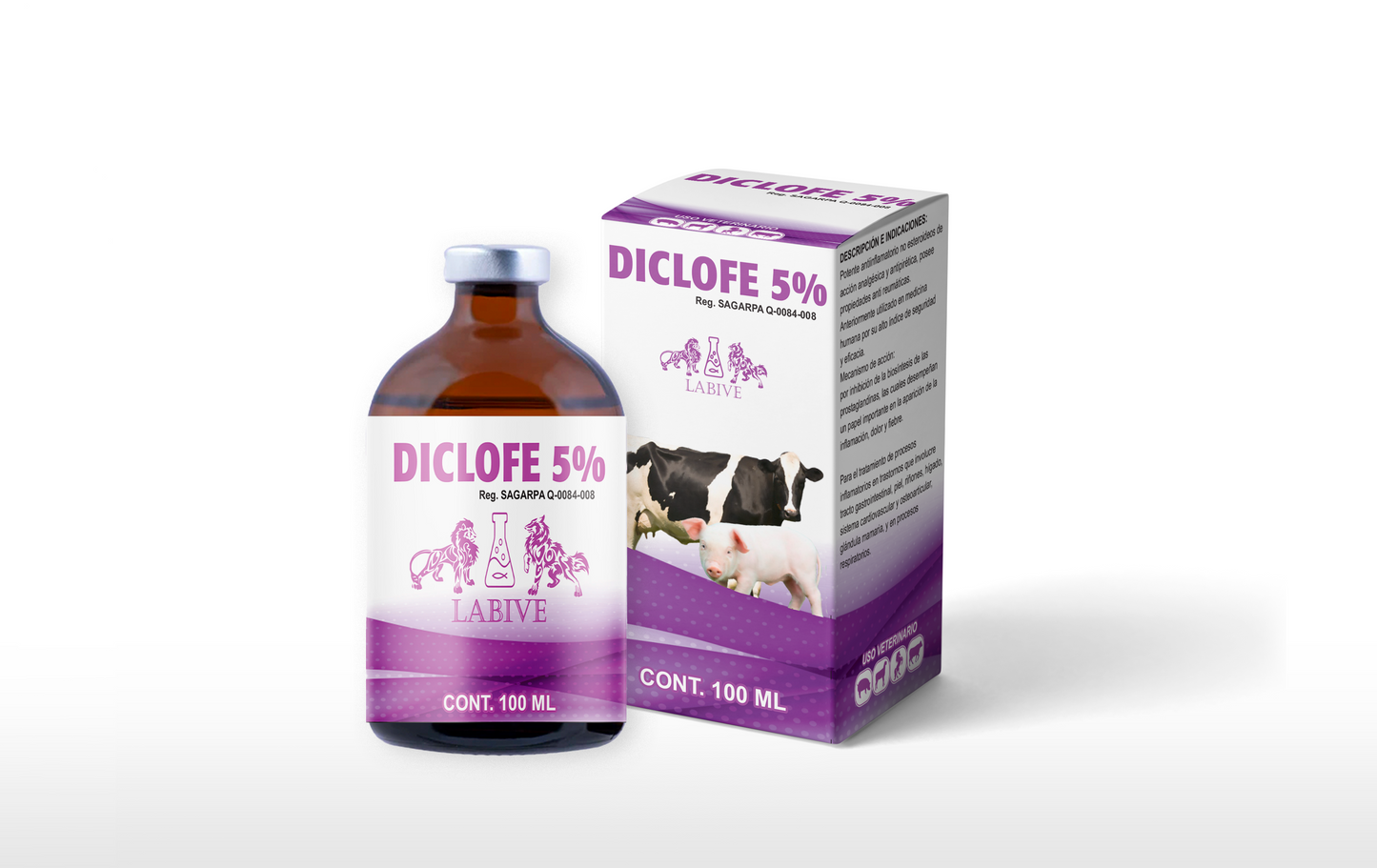 Diclofen 5% Inyectable Antiinflamatorio, Analgésico y Antipirético para Ganado