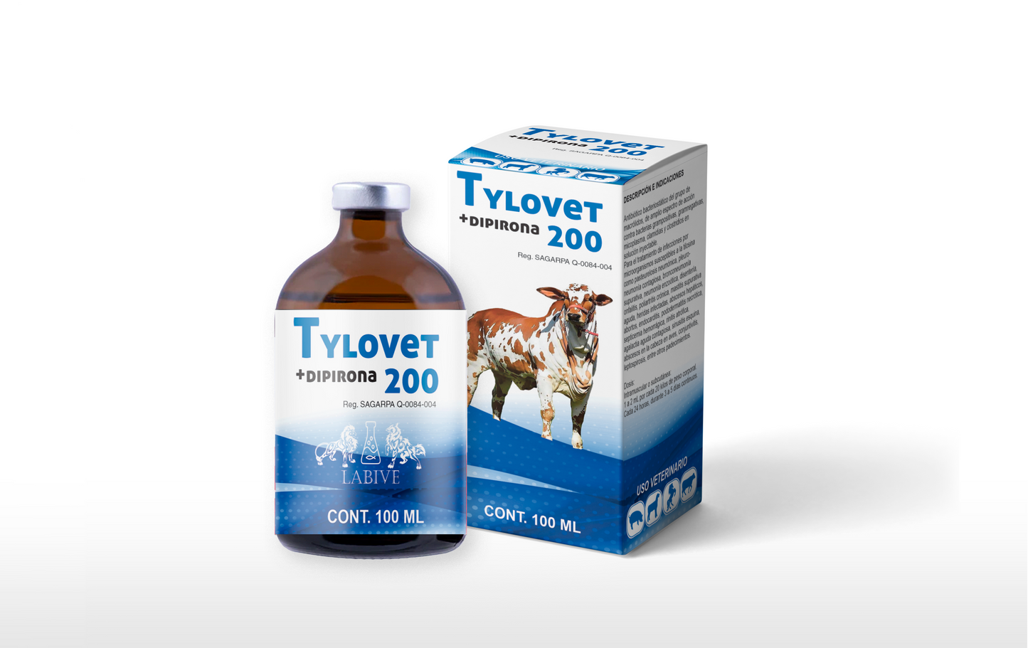 Tylovet 200 Inyectable Antibiótico Macrólido de Amplio Espectro para Ganado