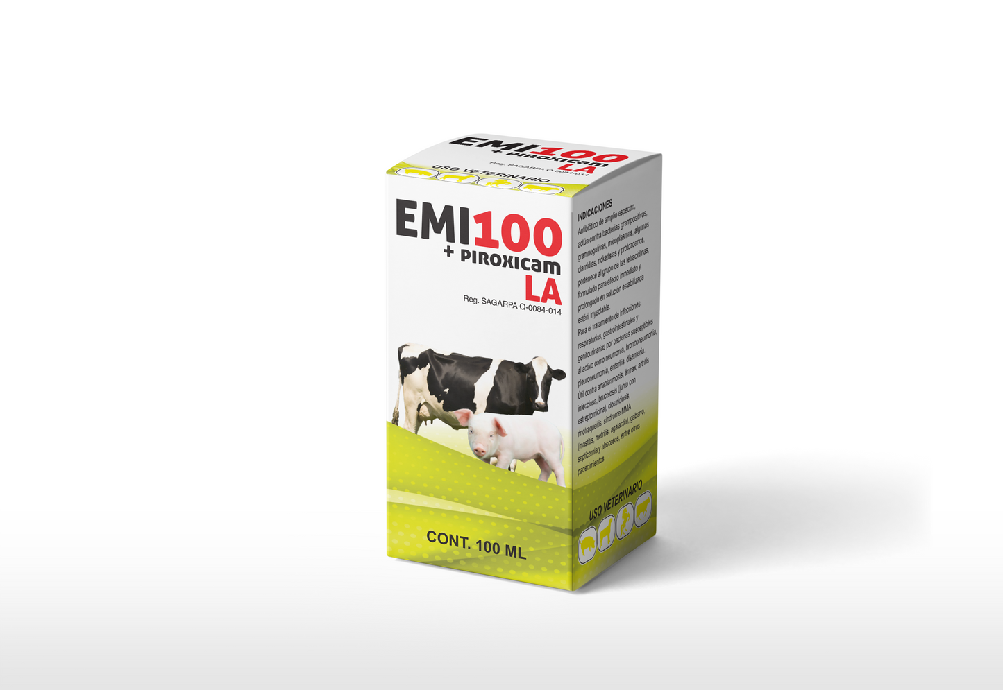 EMI 100 Inyectable Antibiótico de Amplio Espectro con Antiinflamatorio para Ganado