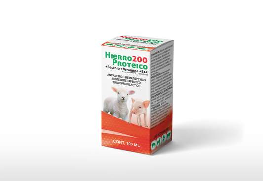 Hierro 200 Proteico Inyectable Hematínico con Aminoácidos y Vitaminas para Ganado