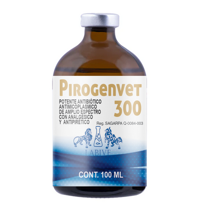 Pirogenvet 300 Inyectable Antibiótico de Amplio Espectro con Analgésico y Antipirético