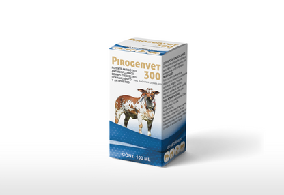 Pirogenvet 300 Inyectable Antibiótico de Amplio Espectro con Analgésico y Antipirético