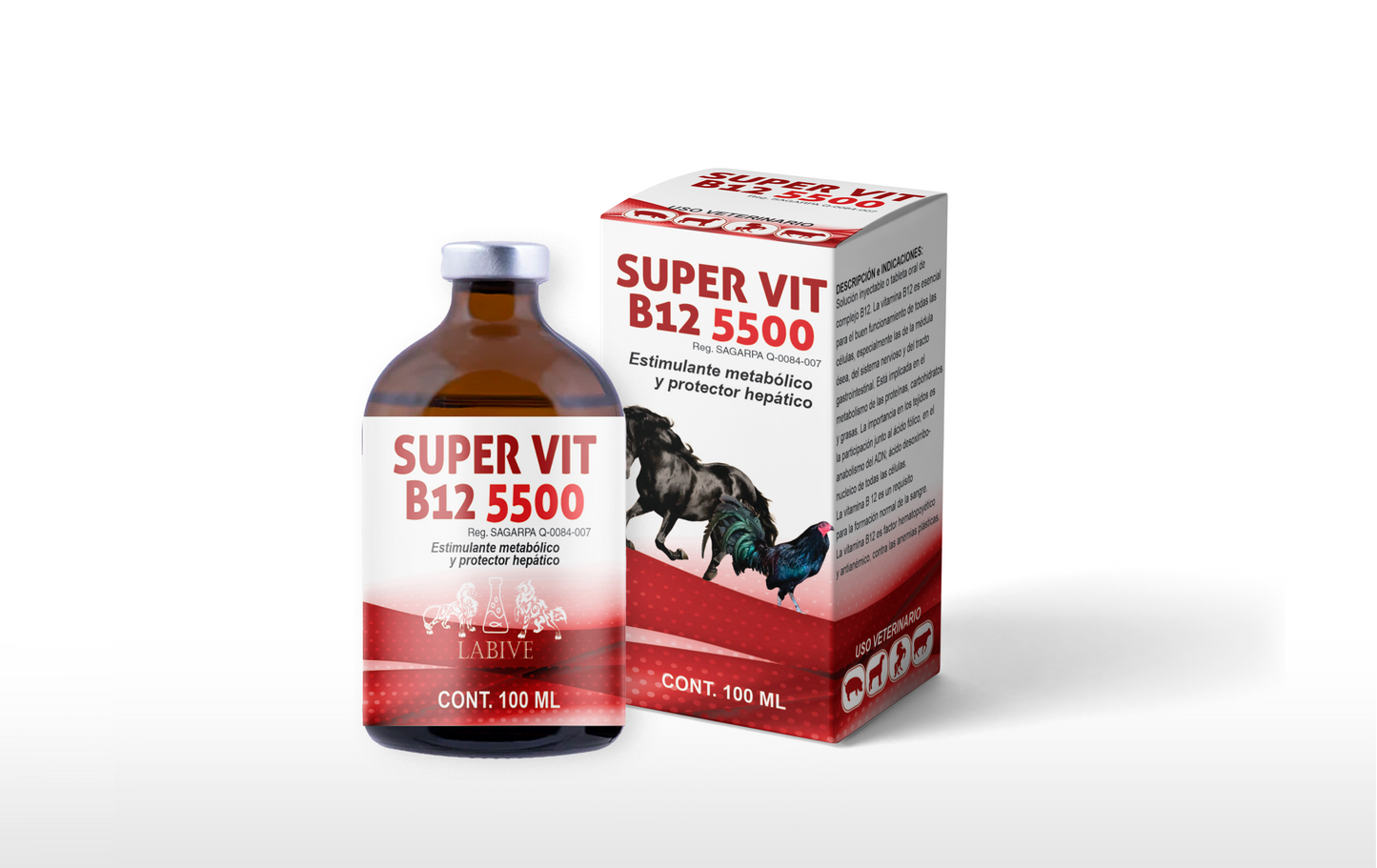 Supervit B12 5500 Inyectable u Oral Complejo B12 para Ganado