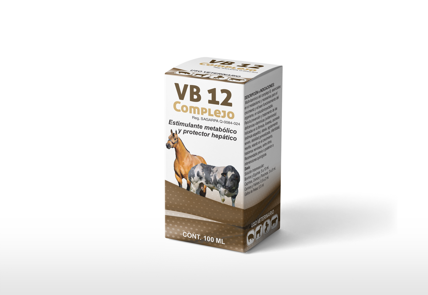 VB-12 Complejo Inyectable  Multivitamínico Complejo B para Ganado