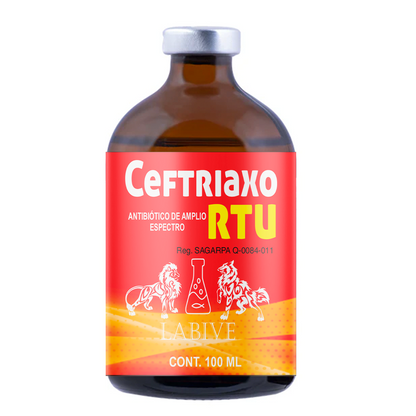 Ceftriaxo RTU Inyectable Antibiótico de Amplio Espectro con Antiinflamatorio para Ganado