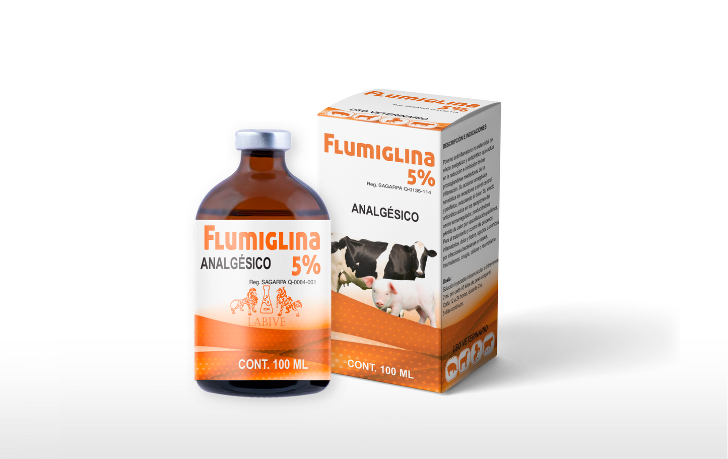 Flumiglina 5% Inyectable Antiinflamatorio, Analgésico y Antipirético para Ganado
