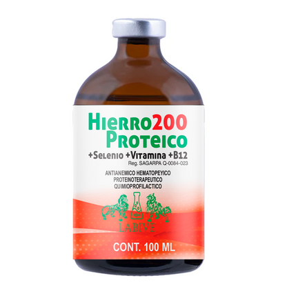 Hierro 200 Proteico Inyectable Hematínico con Aminoácidos y Vitaminas para Ganado