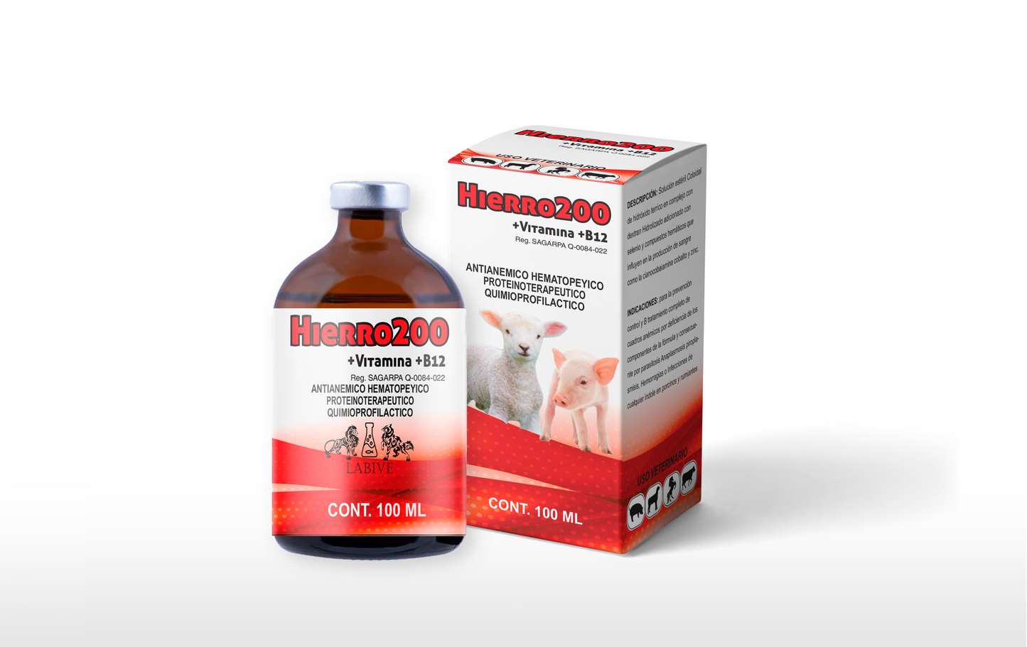 Hierro 200 Inyectable Suplemento Hemático con Hierro, B12, Cobalto y Zinc para Ganado