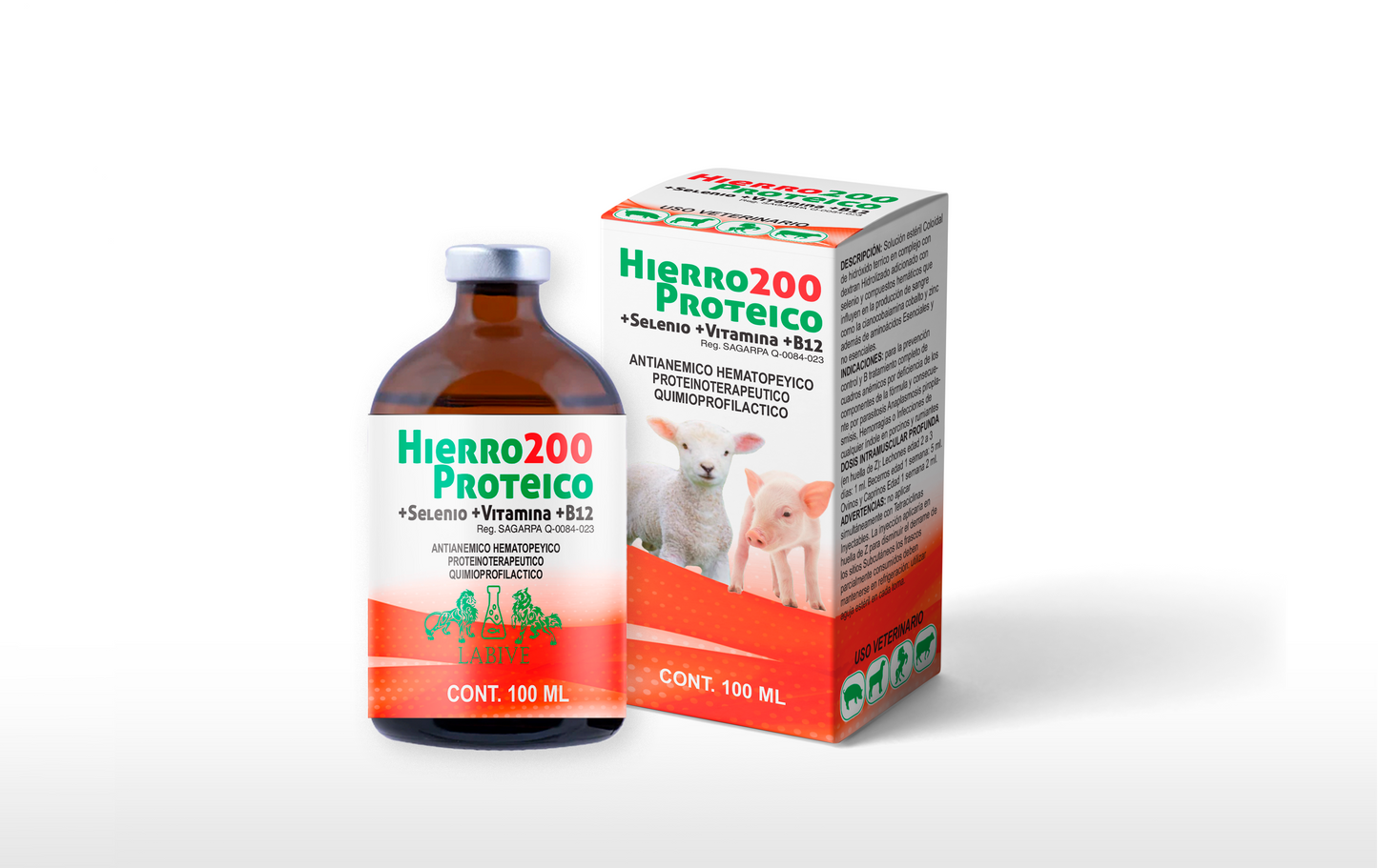 Hierro 200 Proteico Inyectable Hematínico con Aminoácidos y Vitaminas para Ganado