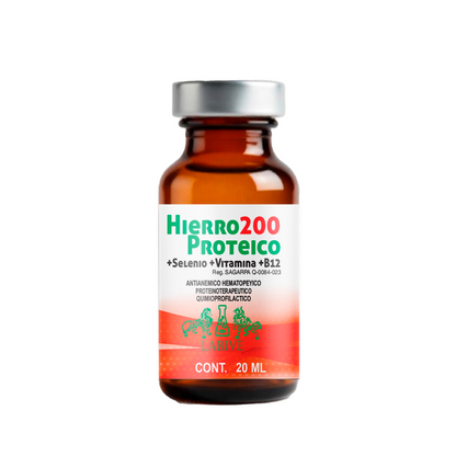 Hierro 200 Proteico Inyectable Hematínico con Aminoácidos y Vitaminas para Ganado