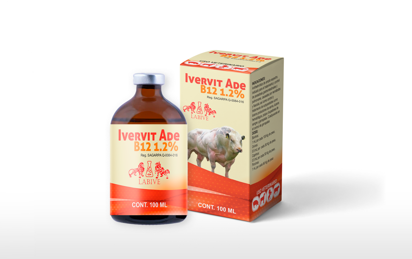 Ivervit ADE B12 Inyectable  Antiparasitario de Amplio Espectro con Vitaminas para Ganado